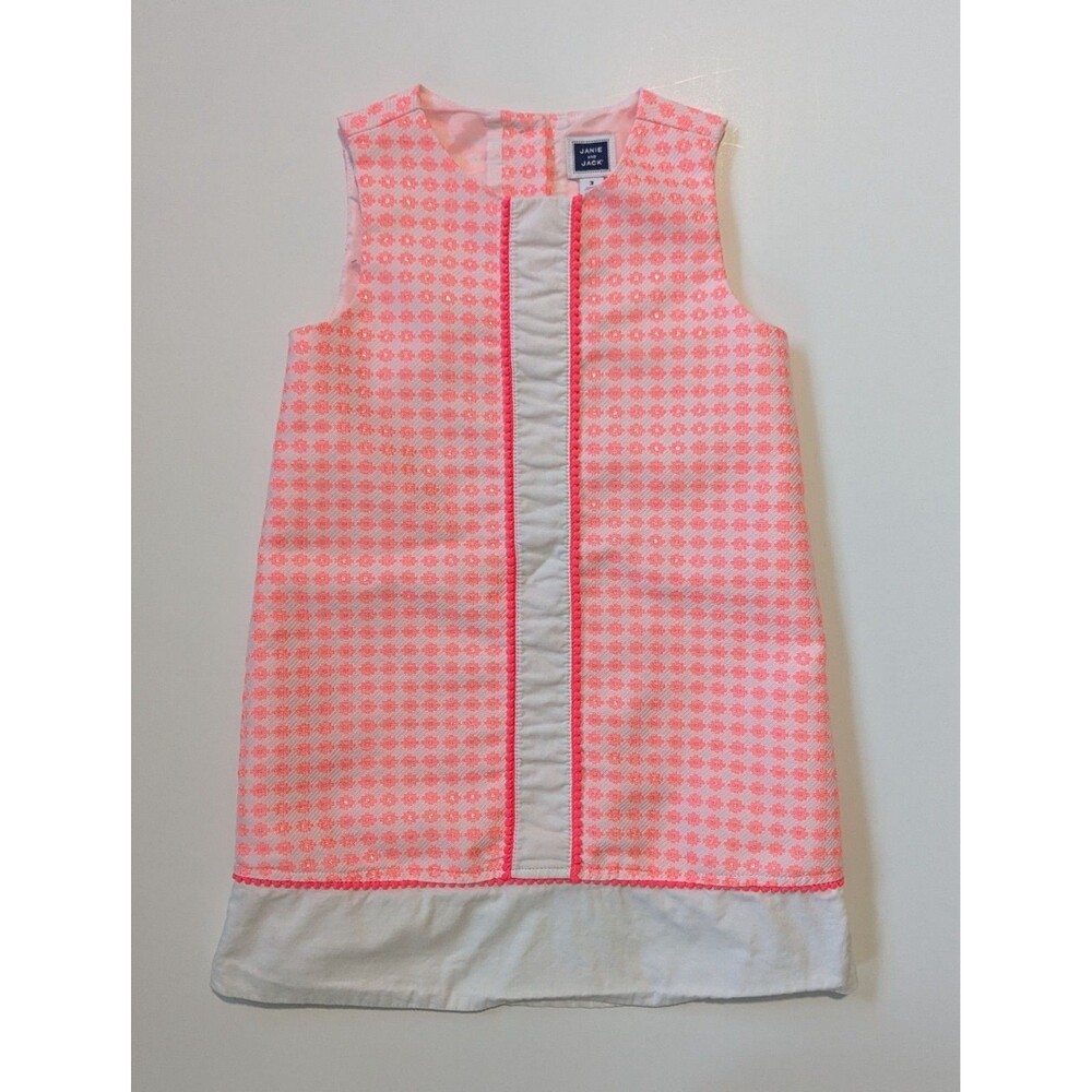 Janie And Jack Neon Pink Retro Daisy Shift Dress Toddler Girl Size 3T
